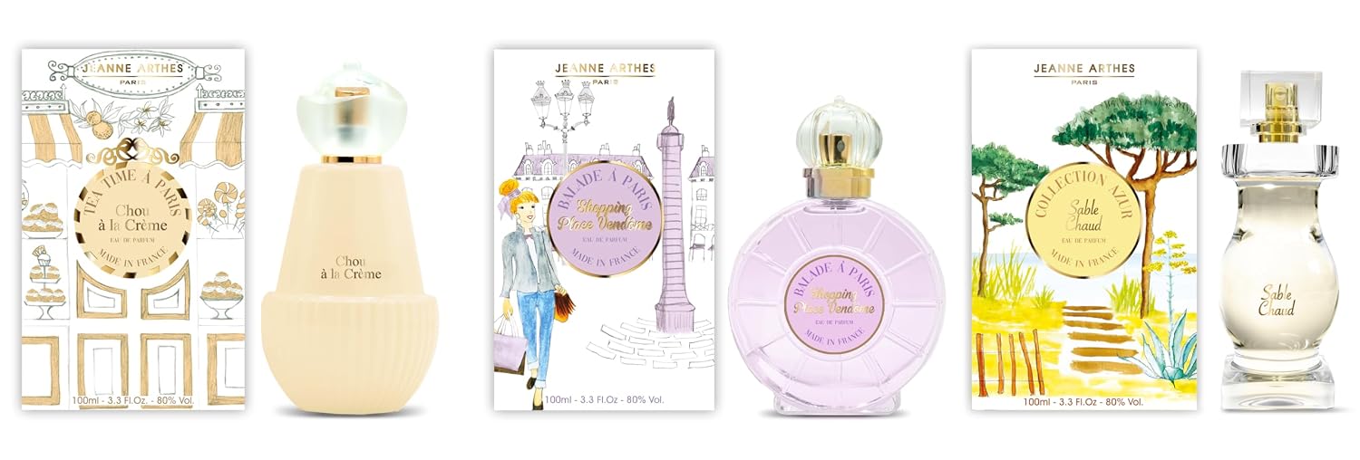 Jeanne Arthes – French Way of Life - Collection Azur - Sable chaud - Perfume for Women – Fruity & Floral Scent – Musk & Patchouli – Made in France – 3.3 Fl.Oz