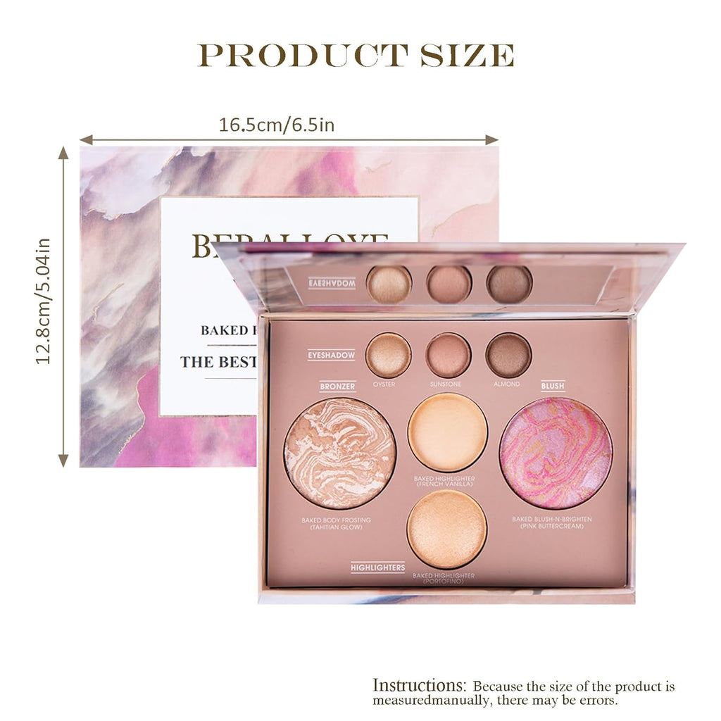 Best of The Baked Makeup Palette,Highly Pigmented, Long-Wearing,7Colors Full Size Baked Palette Includes 1Bronzer, 1Blush, 2Highlighters and 3Eyeshadows,Travel-Friendly Baking Makeup,Gifts for Girls.
