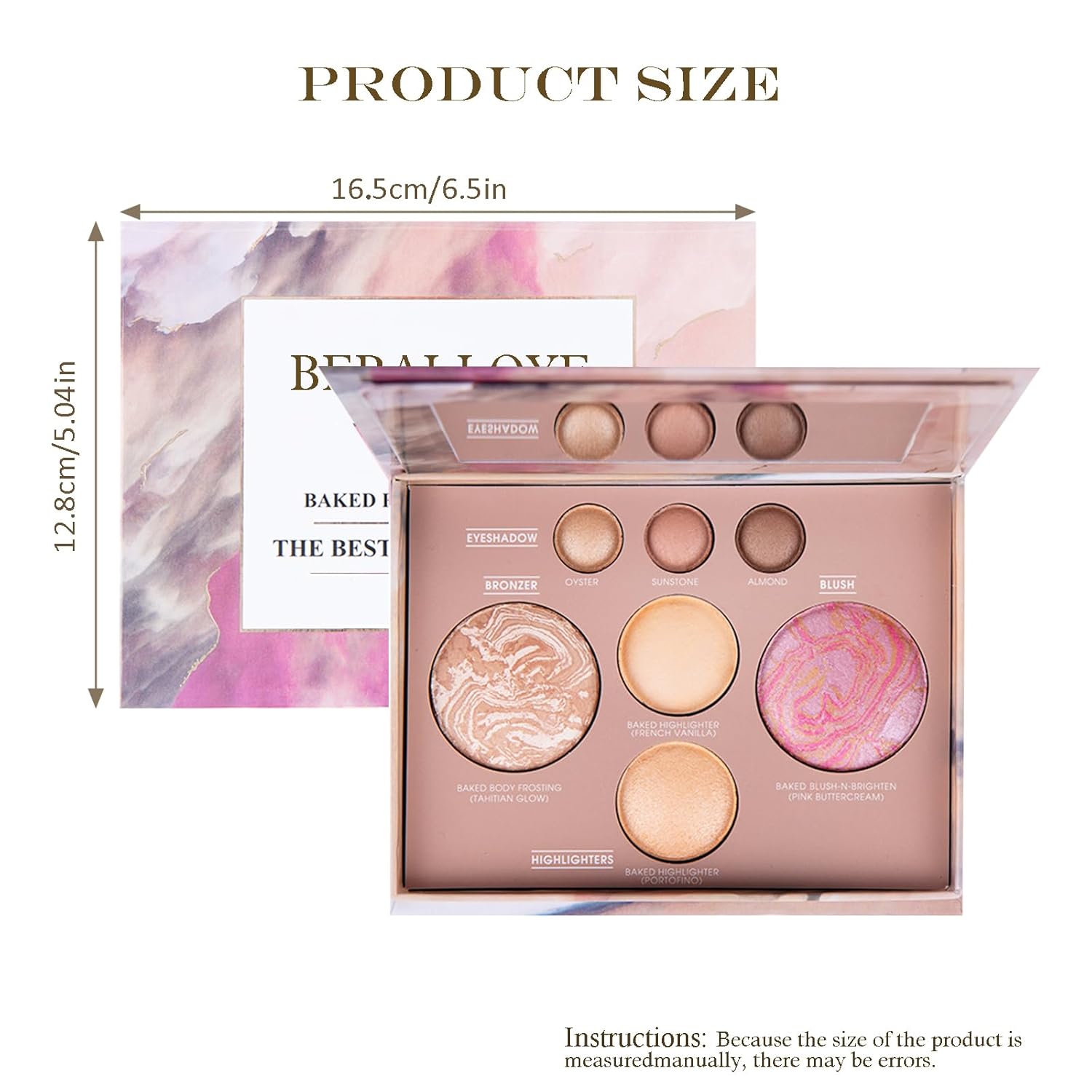 Best of The Baked Makeup Palette,Highly Pigmented, Long-Wearing,7Colors Full Size Baked Palette Includes 1Bronzer, 1Blush, 2Highlighters and 3Eyeshadows,Travel-Friendly Baking Makeup,Gifts for Girls.